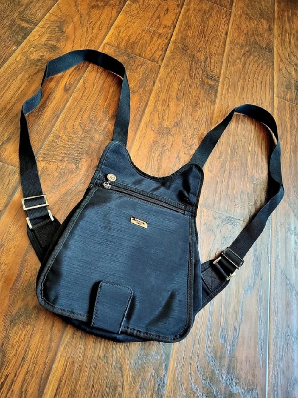 Chenson Chic Black Mini Backpack Silver Hardware Travel Bag Purse